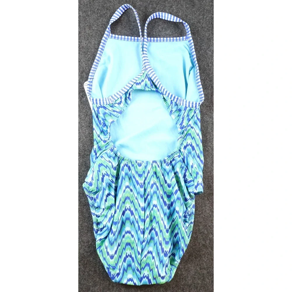 Dolfin Uglies One Piece‎ Womens 30 Blue Green Chevron Swim Training NWT